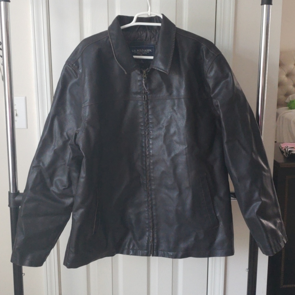 Distressed leather look jacket
